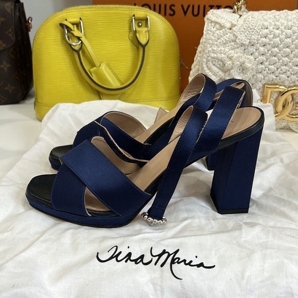 NEW Navy Tina Marie Block Heel Sandals - Picture 5 of 15